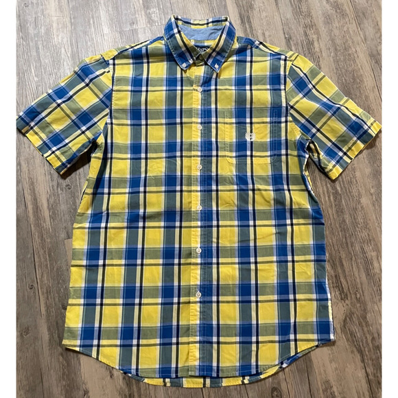 Chaps Shirt Mens Medium Easy Care Casual Button Down Short Sleeve Lot of 2 - Picture 7 of 11